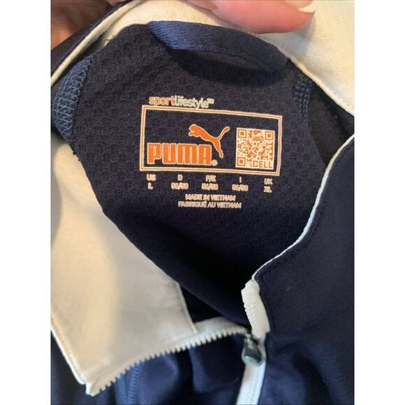 Puma Mens Navy Blue White Zip Up Track Jacket Large - Picture 3 of 4